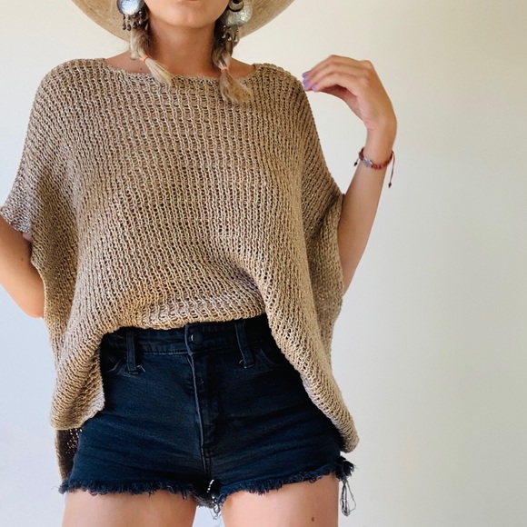 Metallic Sand Gold Knitted Blouse - Picture 2 of 14